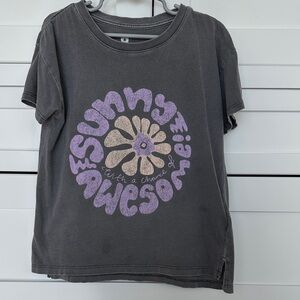 Cotton On Kids T-Shirt - Charcoal with Purple Graphic size 8 (true size 6-7)